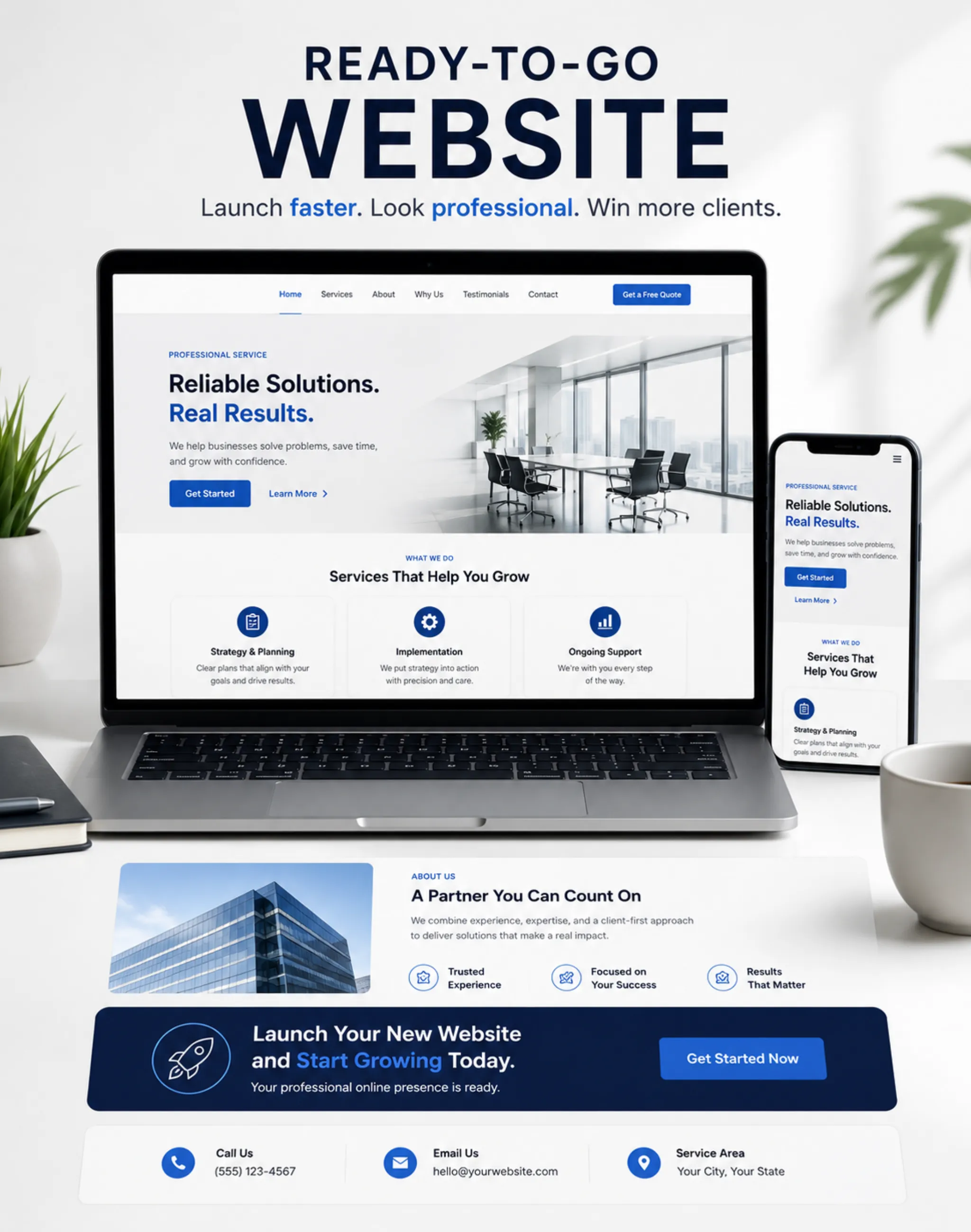 Ready-to-go website layout starting point for a professional service business