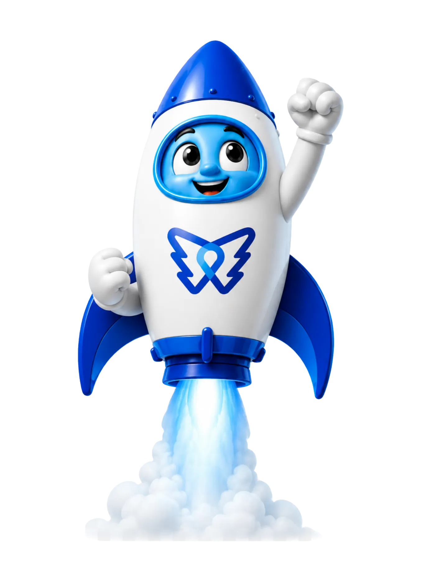 DelosWeb rocket mascot launching upward