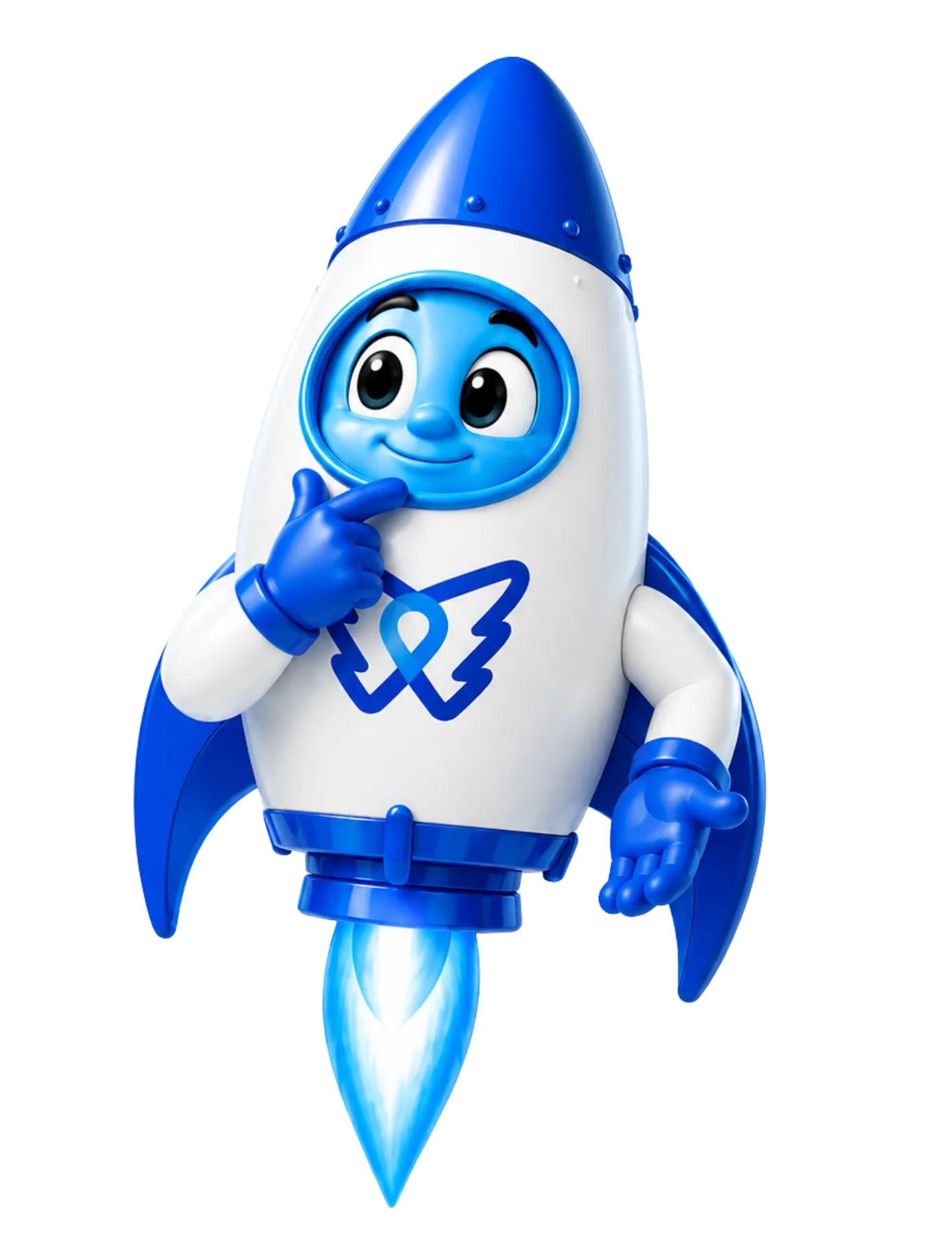 DelosWeb rocket mascot helping answer questions about DIY and professional websites