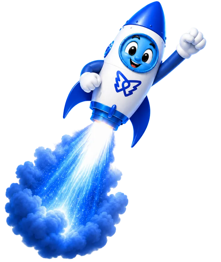 DelosWeb rocket launching upward, representing starting every website with a clear plan