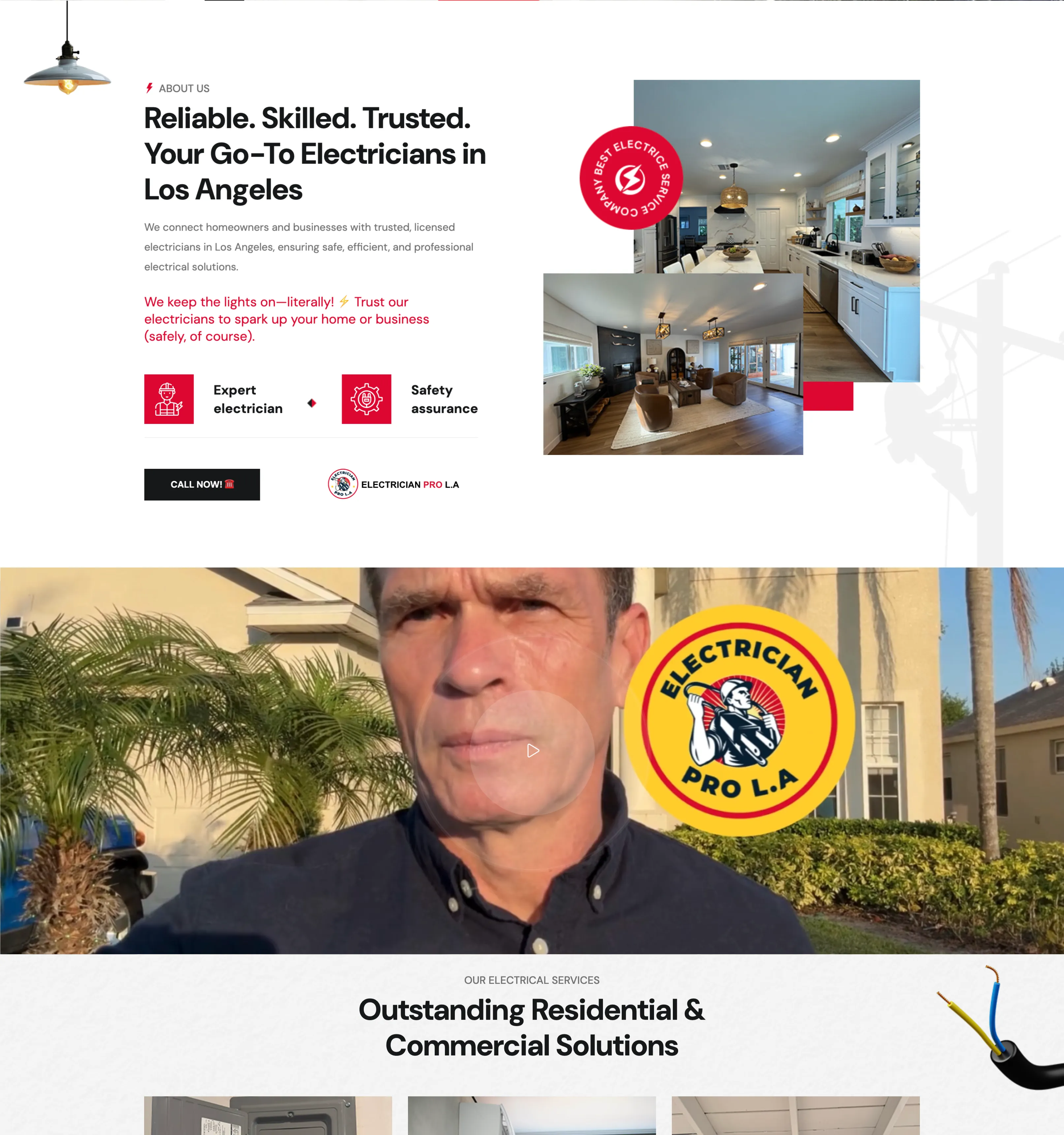 Example of a client project: Electrician Pro LA website showing professional electrical work in a modern Los Angeles home